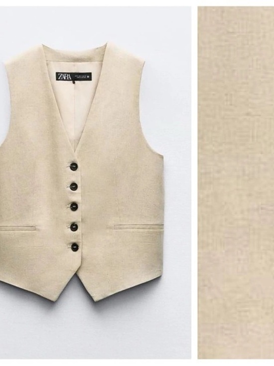 Zara Jackets & Blazers - Zara Neutral Beige Button Front Vest